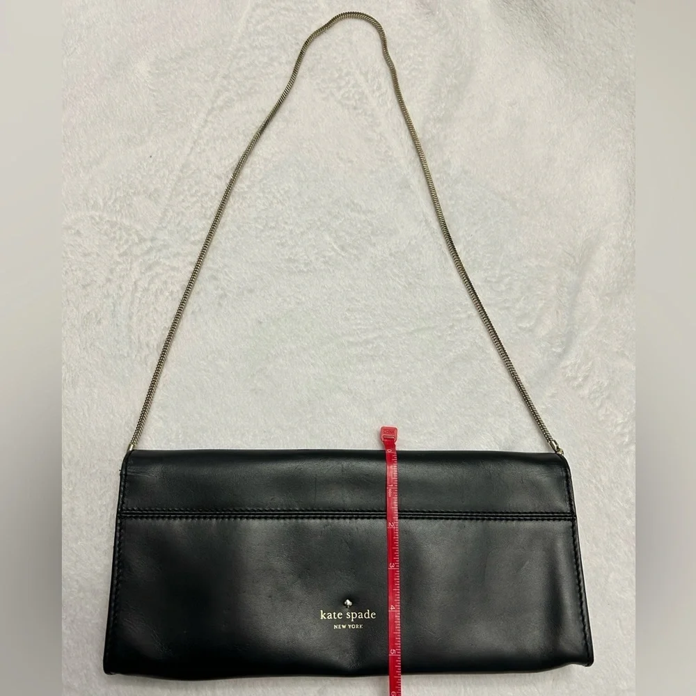 Kate Spade Wise Owl Leather & Metallic Clutch Convertible Shoulder Purse Bag - Picture 9 of 10